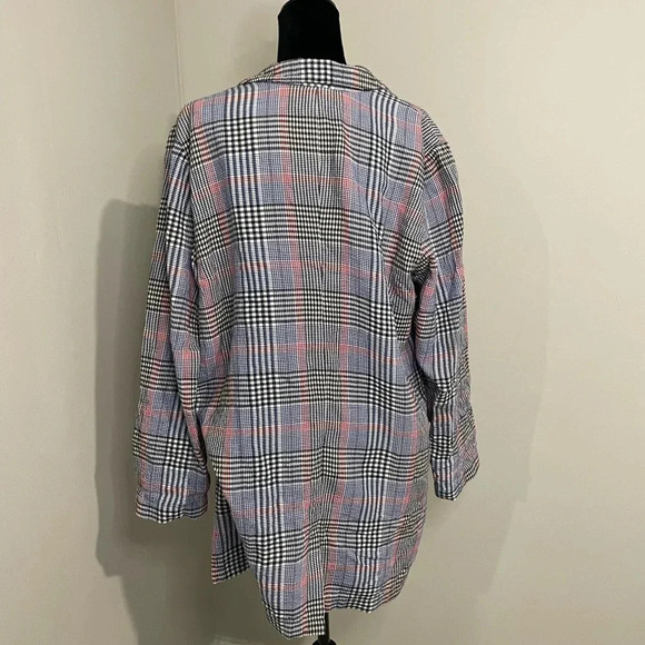 J. Jill Plaid Oversized Longline Cotton Blazer Red, White,‎ and Blue - Picture 8 of 12